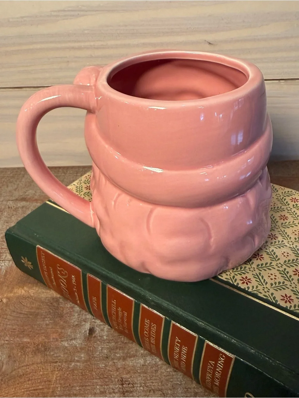 World Market Pink Santa Figural Ceramic Mug Christmas